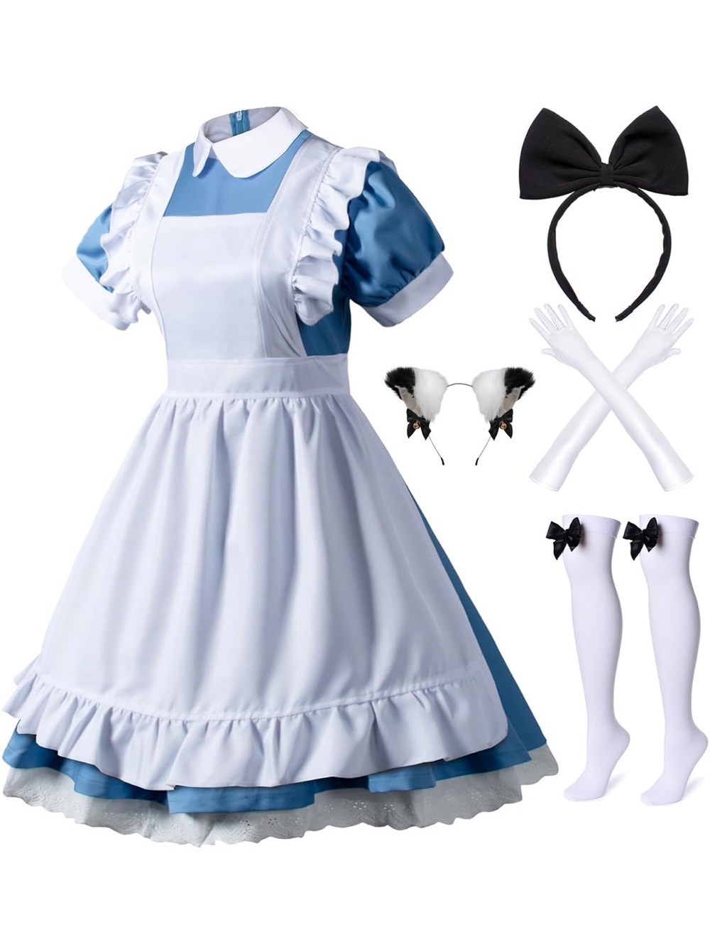 Sz Xl Wannsee Japanese Anime 6Pcs Lolita French Maid Apron Fancy Dress Cosplay